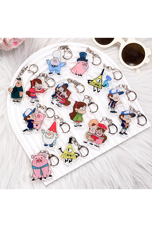 5 cm 15 1/14PCS Disney Gravity Falls Acrylic Car Keychain Cartoon Bag Charms Accessories Funny Backp