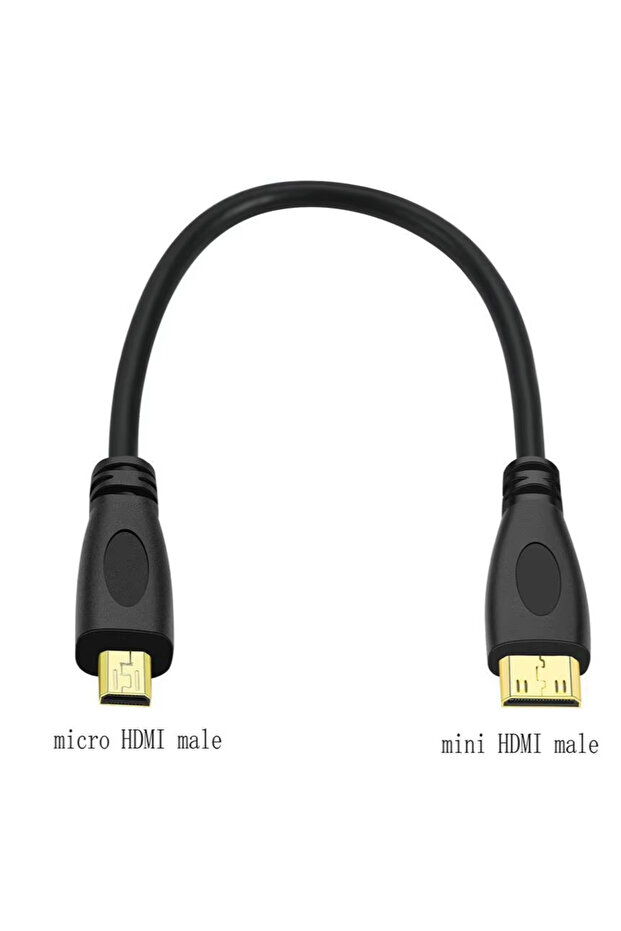 كابل تحويل من مايكرو HDMI إلى مايكرو HDMI أسود بطول 0.3 متر، متوافق مع تقنية HD للفيديو عالي الدقة.