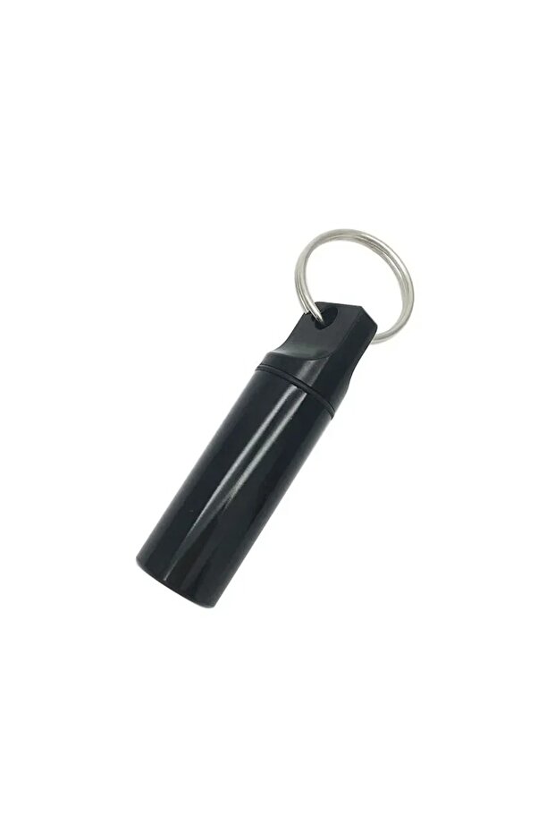 Bright Black New Portable Waterproof Aluminium Metal Key Ring Pill Box Case Container Organizer Caps