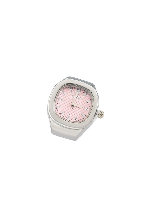 One Size Vermilion Creative finger ring watch mini quartz watch adjustable time watch ring simple st