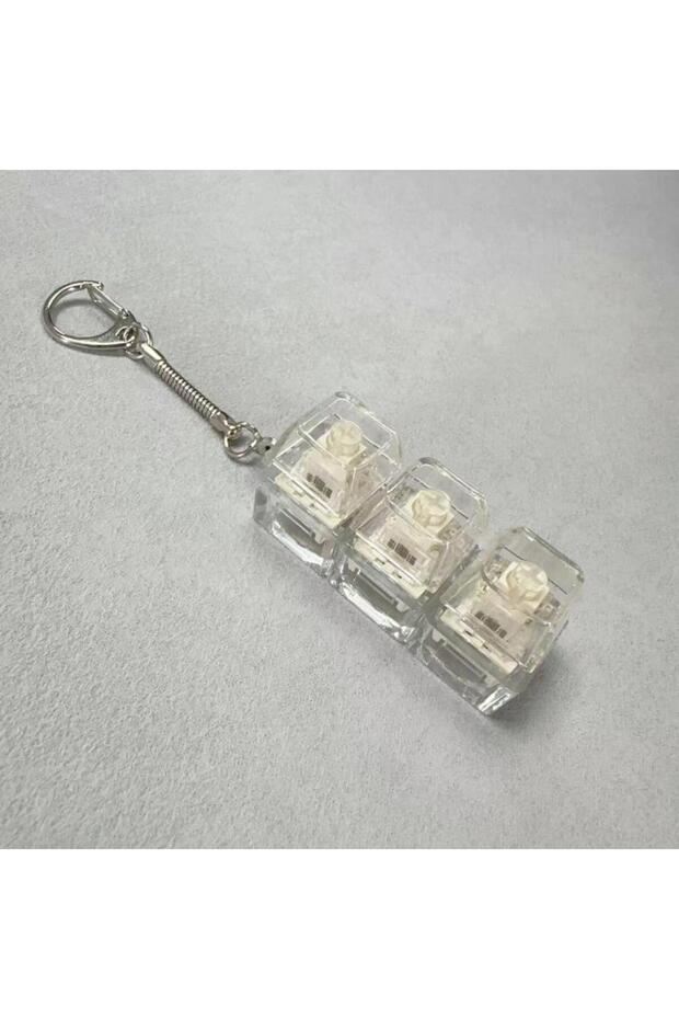 A8 3Keys Keyboard Key Chain DIY Button Finger Keyboard Caps Stress Relief Toy Bag Pendant Transparen