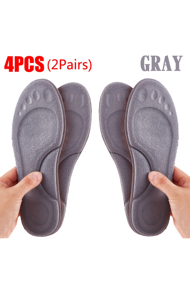 EU 41-42 4pcs - Gray PU Feet Sole Soft Orthopedic Sport Insoles for Breathable Shock Absorption Runn