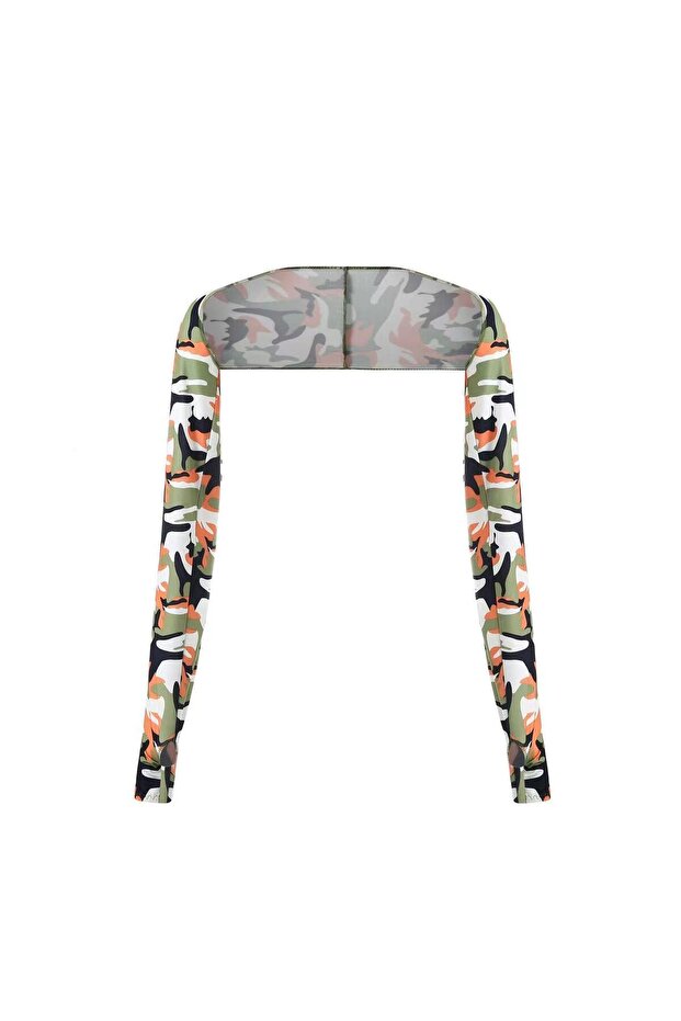 Camouflage Orange 1Pair Cooling Shawl Arm Sleeves with Finger Hole Woman Sun Protection Shawl Golf S