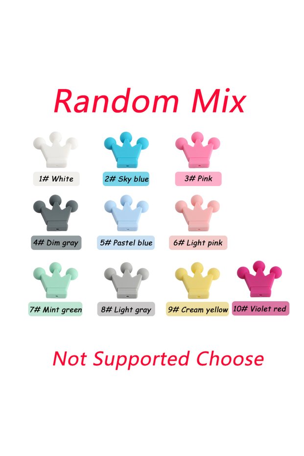 10pcs Random mix Kivoct 10pcs Crown Bowknot Silicon Beads Bow Tie Beads For Jewelry Making DIY DIY N