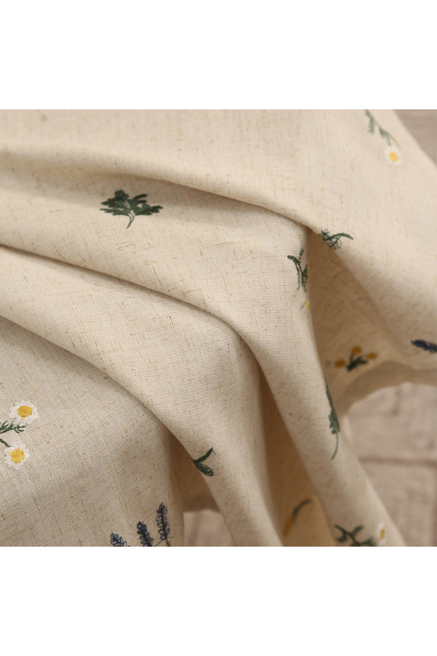 90x90cm beige Linen Tablecloth with Embroidered Ear of Wheat for Kitchen Living Room Dining Table F