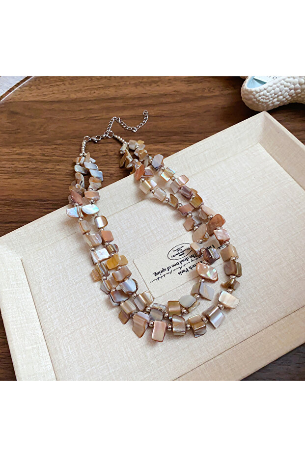 Style1 Bohemian Colorful Irregular Shell Beaded Necklaces for Women Retro Double-layer Necklace Indi