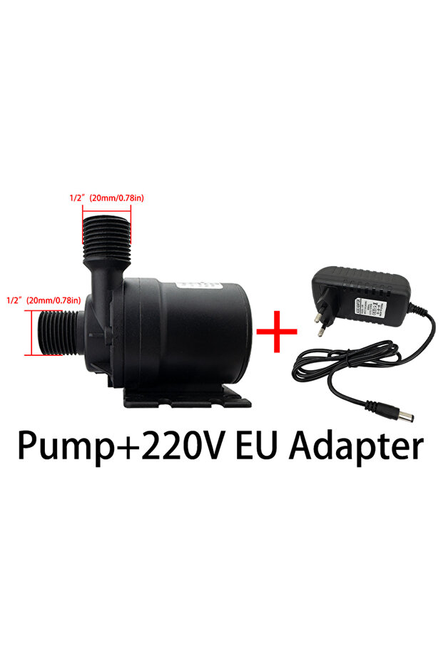 EU 24V DC Connector Pump and EU Adapter Silent DC12V Brushless Motor DC24V 1000L/H 8M Head 1/2" Wate