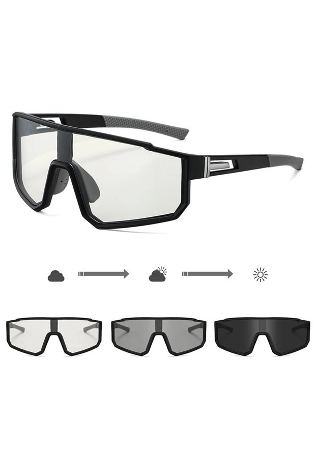 Black-photochromic FLYING WAVES Photochromic Sports Sunglasses for Men Women Cycling Golf Running Vo