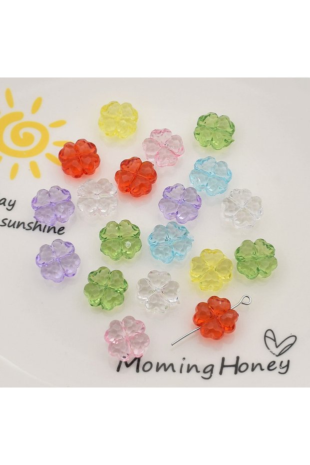 Mix 32Pcs, Clover, Transparent, Flowers, Cut, Scattered Beads, DIY Accessories, Jewelry Making Suppl