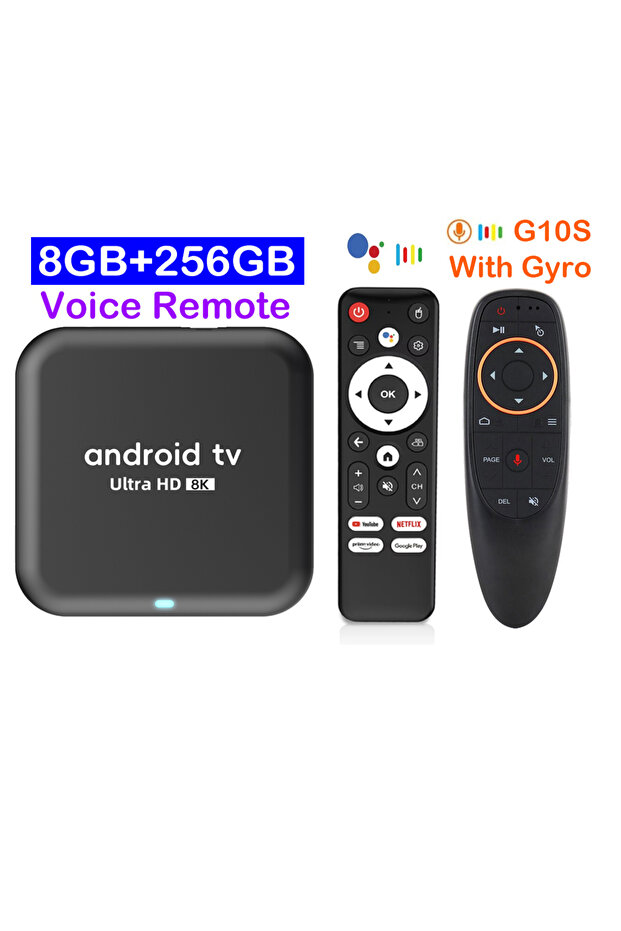 EU Plug 8G 256G Gyro Remote Q18 8K RK3518 Smart TV Box Android 16 Google Assistant BT6.0 Ram 4GB 8GB