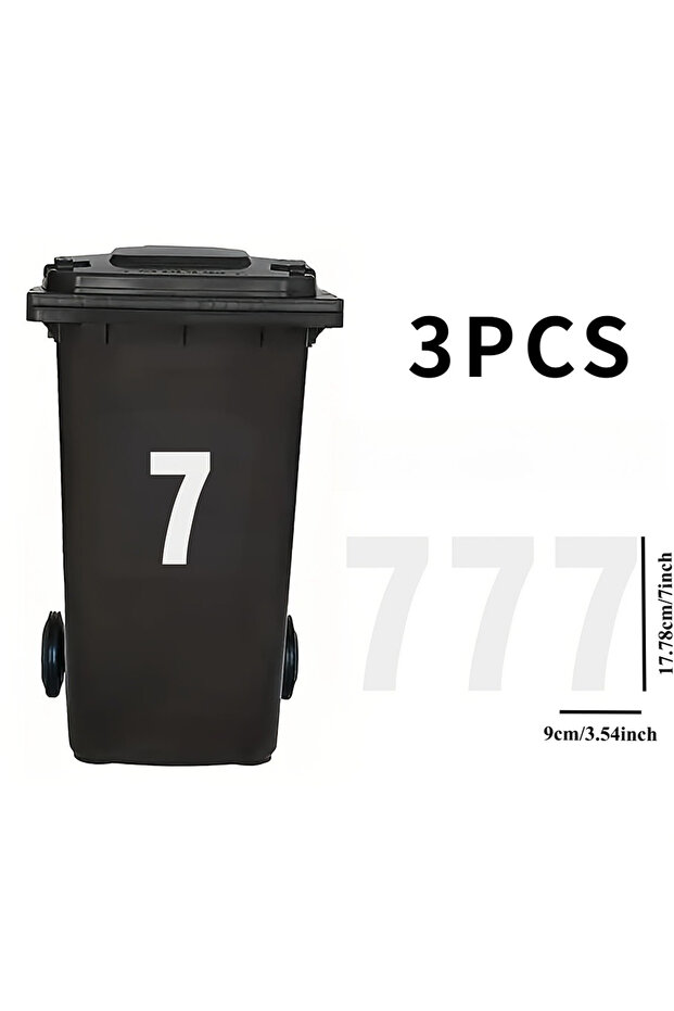 9x17.78CM-3pcs LJSZ--Number7 3PCS/Sheet 0 To 9 Number Bin Stickers Waterproof for Dumpster Garage Of