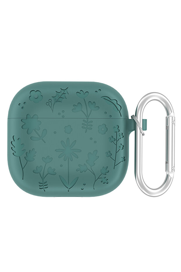For AirPods 4 Pine green 2025 New Flora Engraved Case for AirPods 4 Cover Shock-Proof Protective Sil