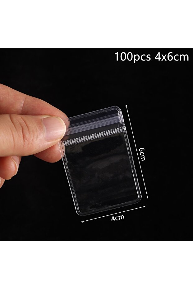 100pcs 4x6cm 100Pcs PVC Plastic Self Sealing Bag Dustproof Reclosable Zip Lock Bags Transparent Jewe
