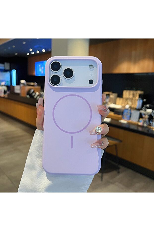 iPhone17 Pro Max Light Purple For Magsafe Magnetic Wireless Charging Solid Color Silicone Phone Case