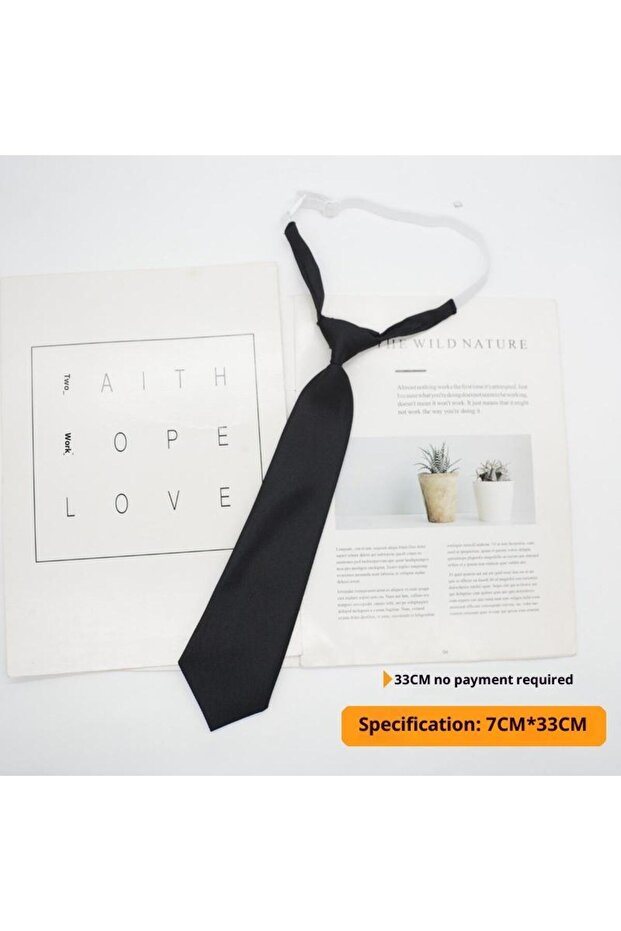 A4 Hot Sale Solid Color Children's Snap Tie Basic Black Short Student Casual All-match Tie Male Fema