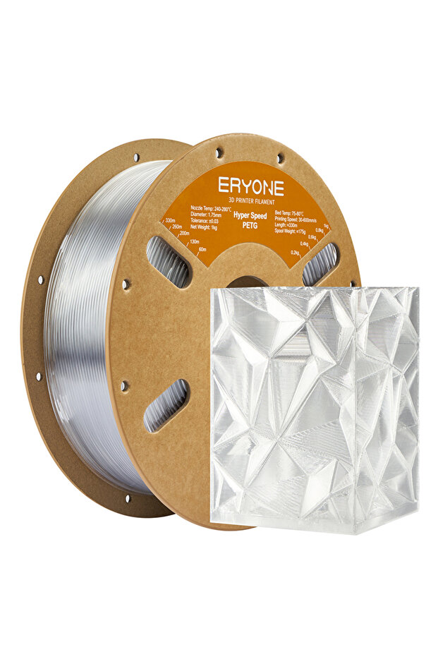 Clear ERYONE 1KG PETG High-Speed Transparent Series 3D Print Filament,Multicolor Available,Max Print