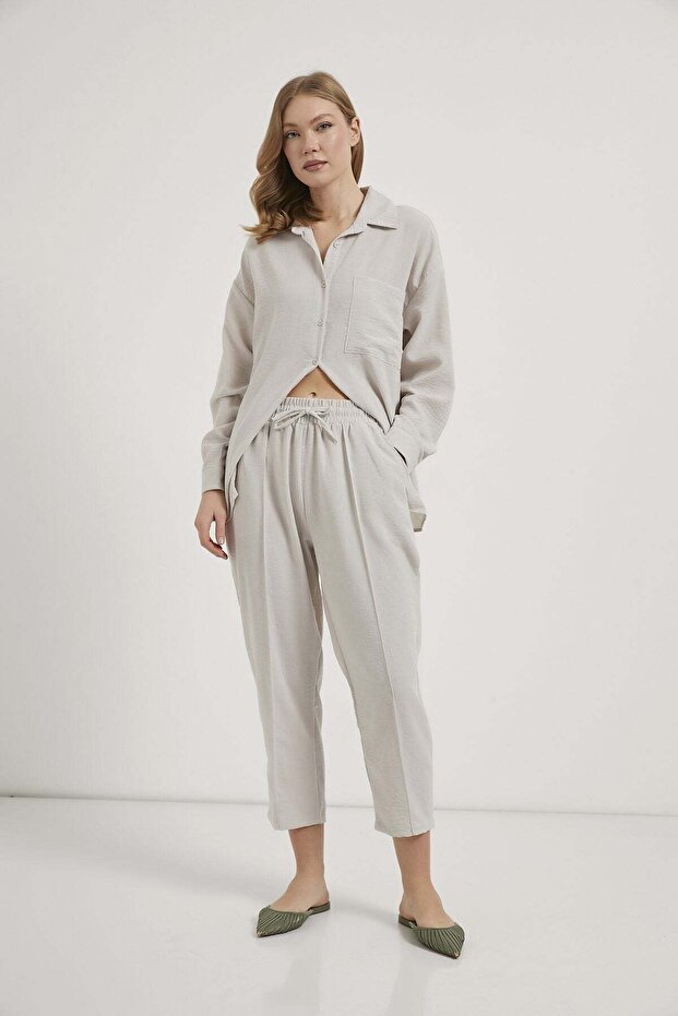 Linen Look Shirt and Pants Set