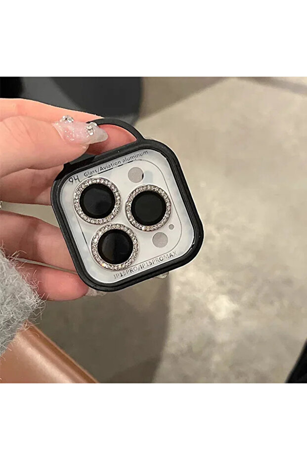 for 13 13mini(2pcs Silver 2-3Pcs Glitter Diamond Camera Len Protector For IPhone 16 13 14 15 Pro Max