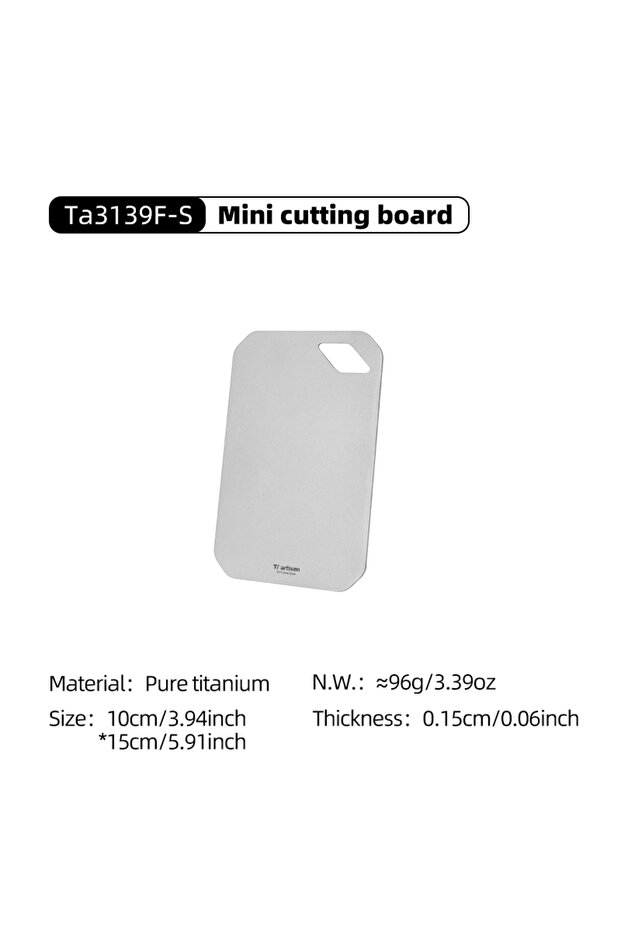 Matte-S Tiartisan Pure Titaniuim Mini Cutting Board Outdoor Camping Portable Double Sided Food Grade