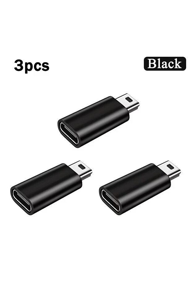 black3 1/2/3/4Pack USBC to Mini USB Adapter, USB Mini to Usbc Adapter Supports Charge & Data Sync Co