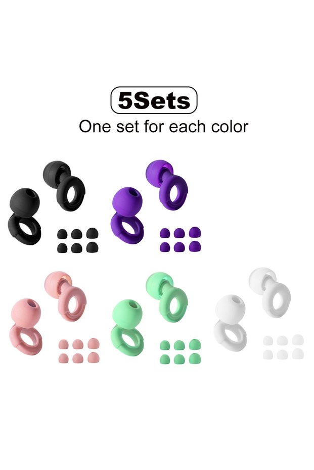 5sets-C HUAK Soft Silicone Earplugs Noise Cancellation, Comfortable, Sleeping Earplugs Swimming Earp