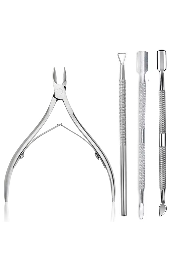 Set 3-4Pcs YIKOOLIN Cuticle Trimmer with Cuticle Pusher Nail Cuticle Nipper Professional Manicure To