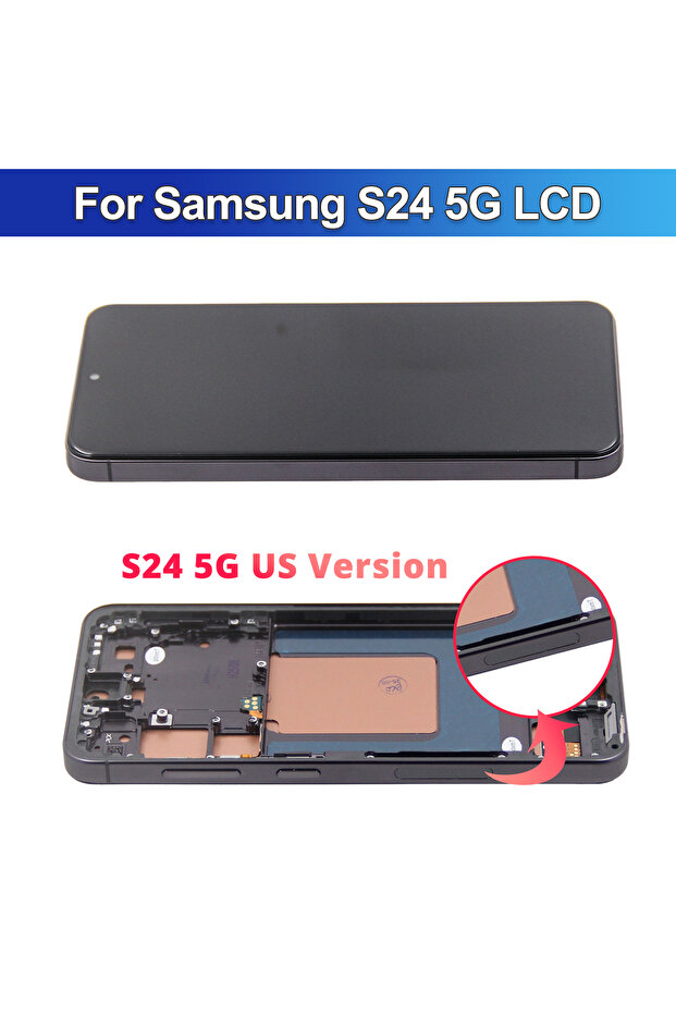 5G US Black Frame For S24 5G LCD Screen Digitizer Assembly Replacement with Frame for SM-S921B/DS D