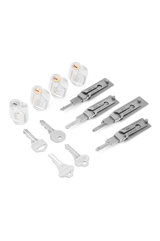 4 PCS SET Lishi 2-in-1 S001 002 SC1 KW1 High Quality Practical Practice Lock Brass Transparent Lock