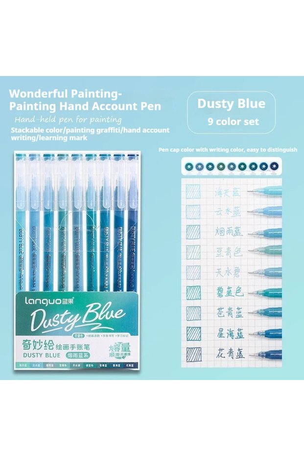 Dusty Blue LANGUO 45/9 Colors Morandi Colorful Gel Pen Student Writing Marker DIY Graffiti Painting