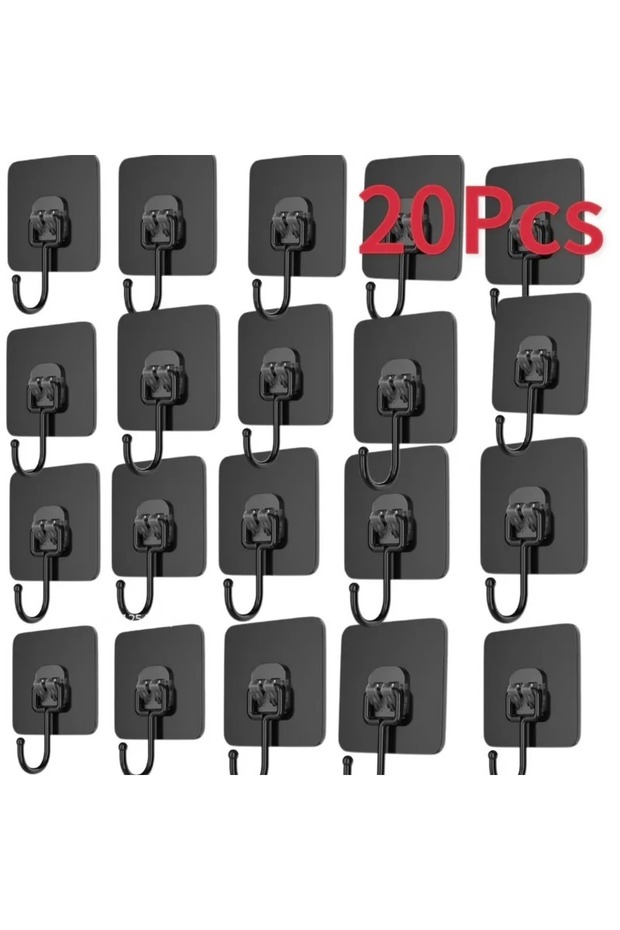 7x7cm black-20pcs 1-20Pcs Strong Self Adhesive Hooks Punch-free Door Wall Hangers Hook for Kitchen B