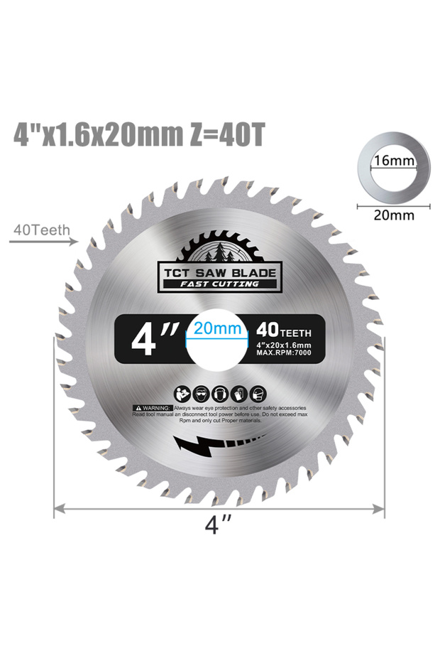 4inx1.6x20x40T XCAN 4'' 100mm Circular Saw Blade TCT Woodworking Saw Blade 30T 40T Carbide Wood Cutt