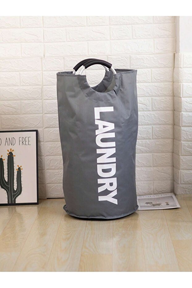 GRAY Large Capacity Laundry Basket Stylish Hamper with Soft Cushion Handle Foldable Multi-Purpose St