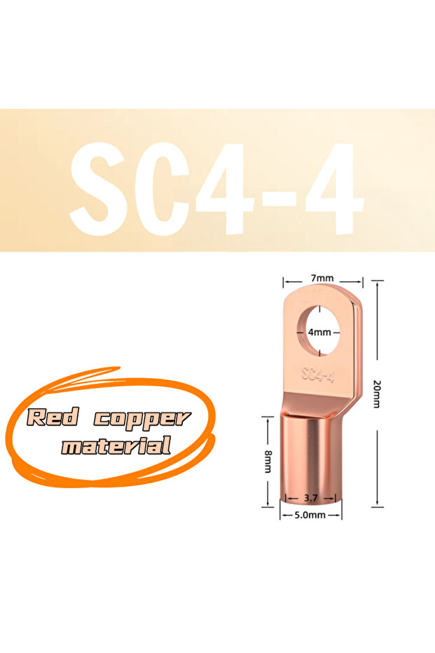 SC4-4 20PCS 5-20Pcs 4-70mm2 SC4 SC6 SC10 SC16 SC25 SC35 SC50-95 Tinned Copper Wire Nose Terminal Cri