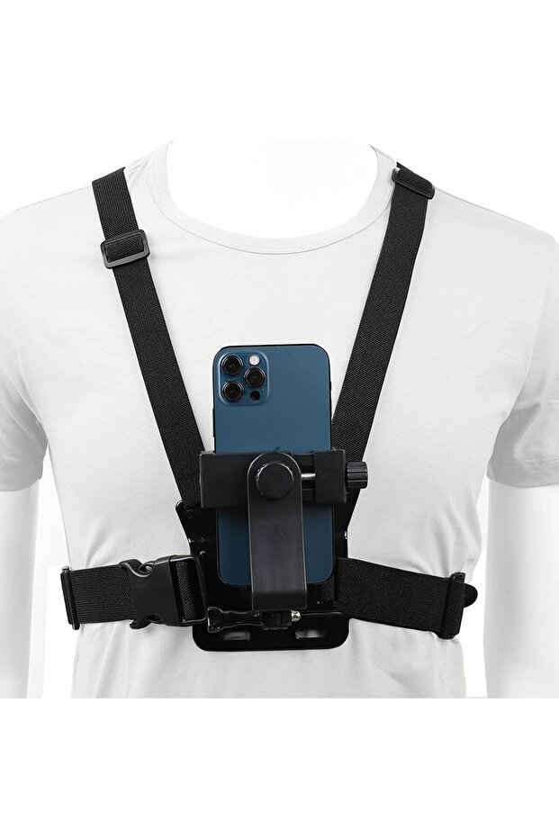 black Smartphone Chest Mount Universal Holder Compatible with iPhone and Phone Mount for Filmin...