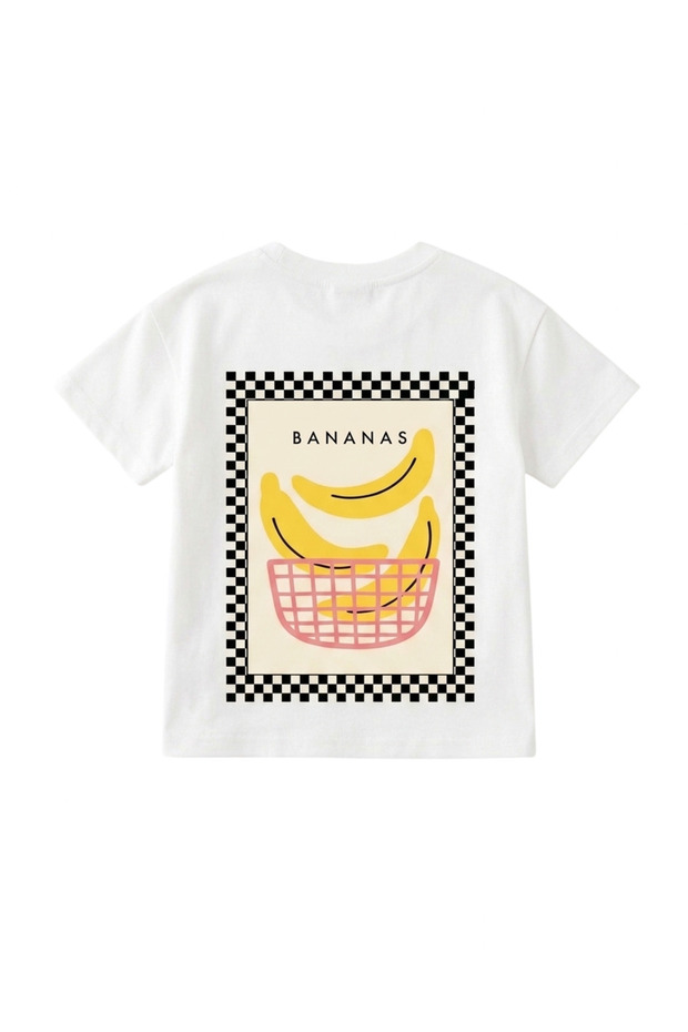 Unisex Baby Kids 95% Cotton Back Printed Oversize T-Shirt (Banana)
