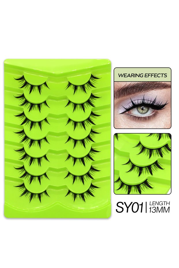 7pairs-SY01 Veltrinay Manga Lashes Natural Look Anime False Eyelashes Individual Wispy Fake Lashes K