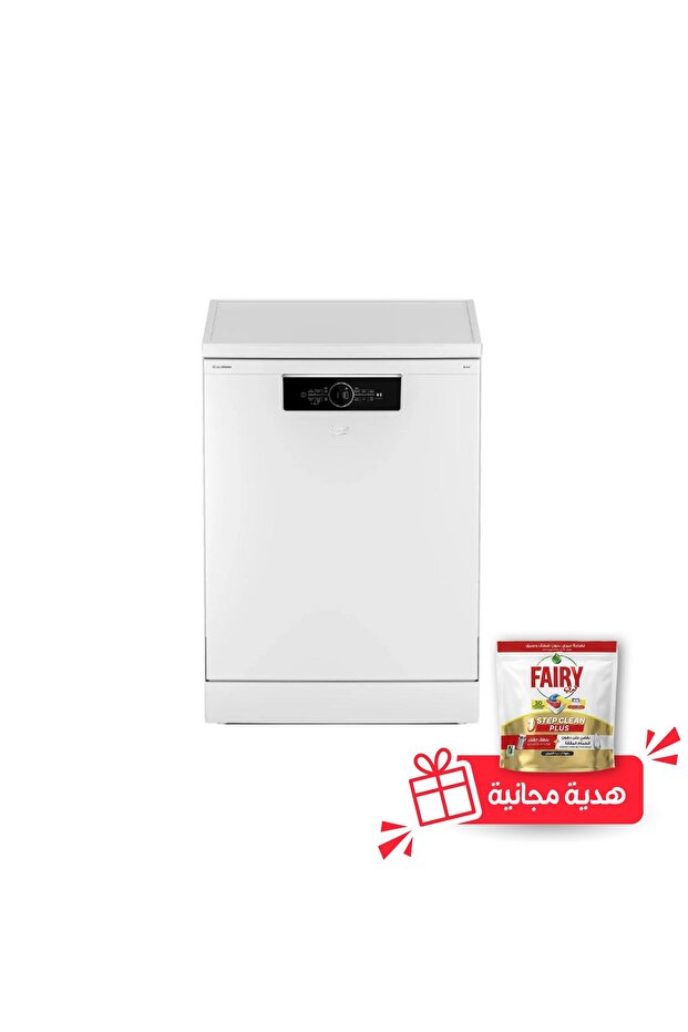 غسالة أطباق، 6 برامج، 14 مكانًا للأواني، إنفرتر، أبيض، BDFN36421WQ