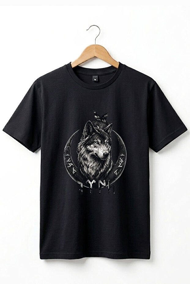 Turkish Written Bozkurt Turkish Flag Printed 100% Cotton Premium Black T-Shirt