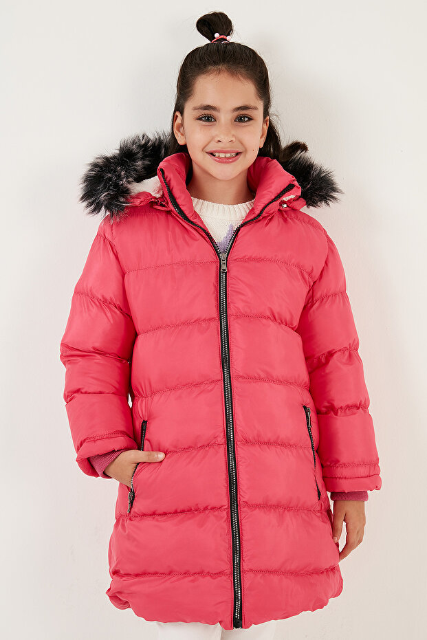 Plush Lined Removable Hooded Water Resistant Coat Girl's COAT 5761910