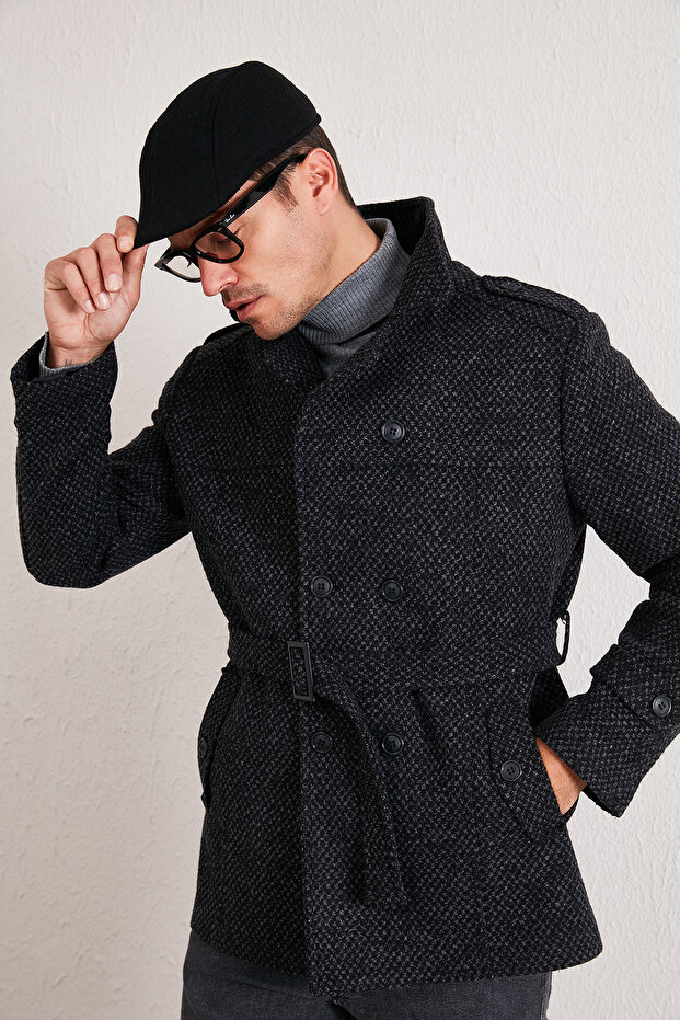 Slim Fit Pocketed Cotton Cashmere Coat Men's Coat 5841015