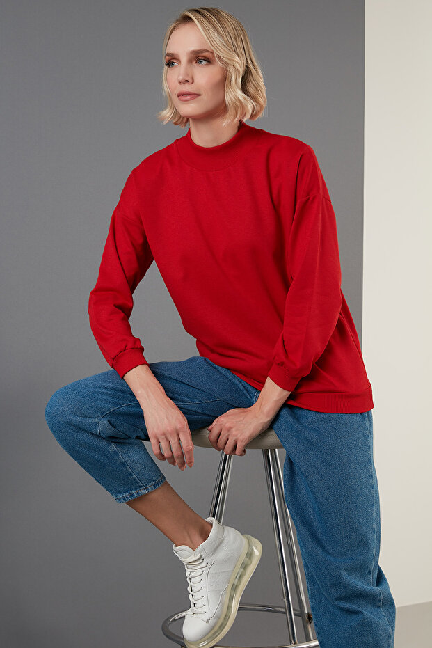Cotton Stand Collar Basic Knitted Sweat SWEAT 5863323