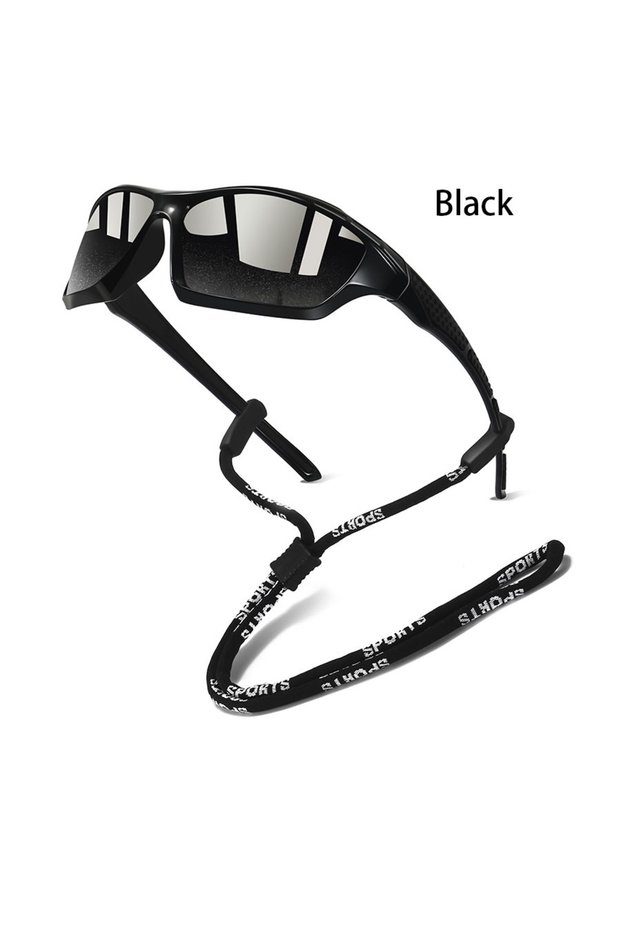 GL-Black with Chain Fashion Unisex Sports Sunglasses Color Splicing Driving Fishing Outdoor Runnin