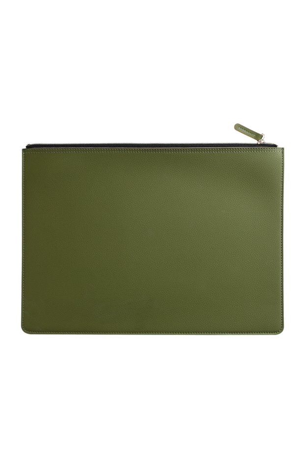 Haze Green A4 Leather Zipper Bag in Multiple Colors Business Briefcase PU Document Bag for Professio