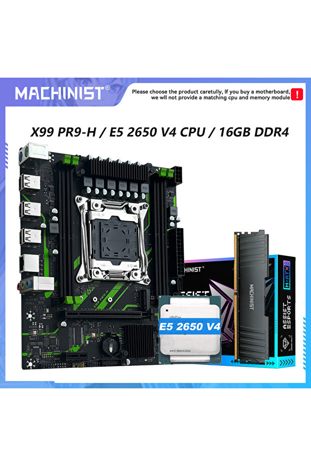 Motherboard+CPU MACHINIST X99 Motherboard LGA2011-3 Xeon E5 2650 V4 CPU DDR4 16GB 2133MHz RAM Memory
