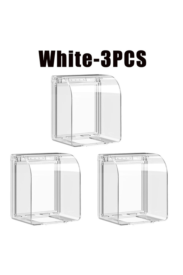 White-3PCS Universal 86 Type Wall Socket Waterproof Box Transparent Plate Switch Protection Cover Ho