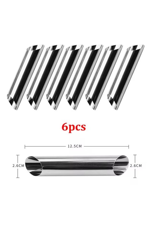 5inch 6 pcs Cannoli Tubes Stainless Steel Cream Horn Molds Non-Stick Cannoli Forms Conical Tube Cone