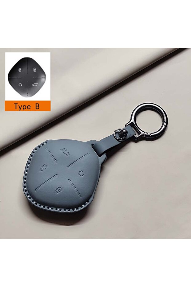 b GREY Car Remote Key Case Cover for Jetour DASHING X-1 Plus DTC I-DM IDM Leather Keychain Shell Pro