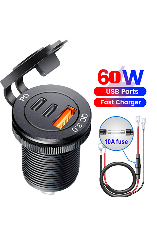 ACC 24v 12v usb car socket 3 Port Car USB adapter Power Outlet For Ipad Iphone Car Boat Mobile Phone