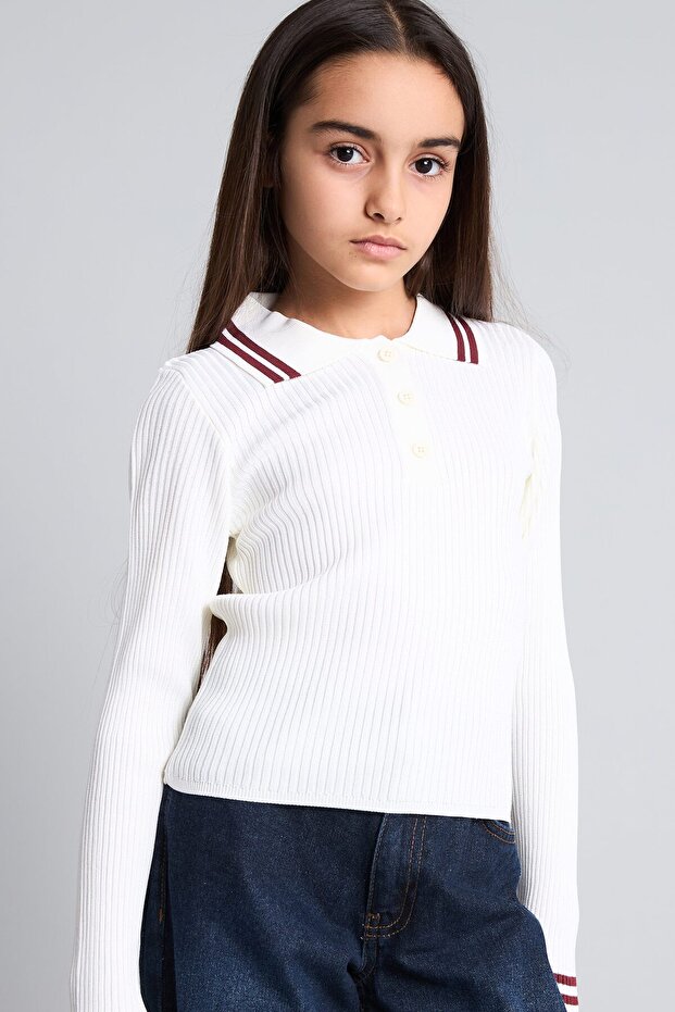 Regular Fit Polo Collar Sweater for Girls I1732A826Au