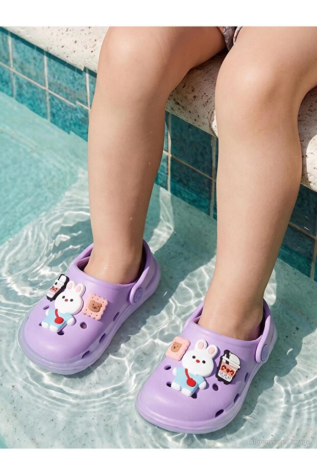 3-Patch Slippers Size 22-25 - Lilac